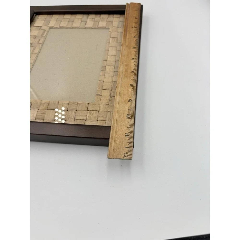 Walnut‎ Wood Picture Frame Rattan Border for 5x7 Pic (8x10) Frame By Weston